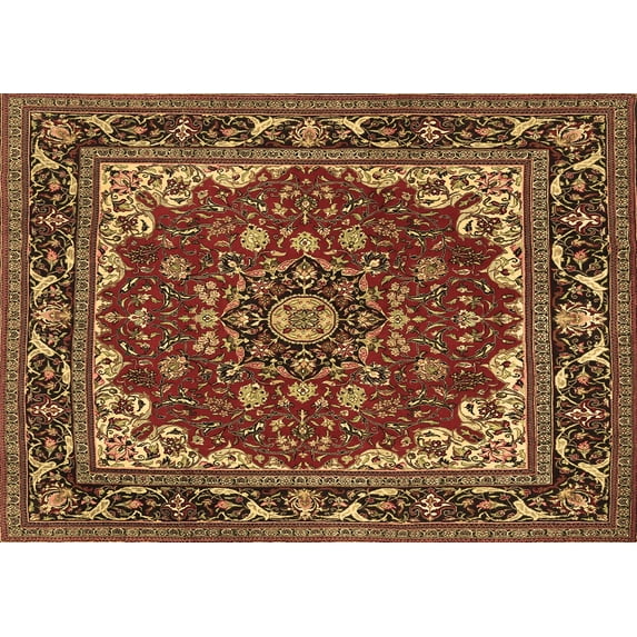 Ahgly Company Indoor Rectangle Medallion Brown Traditional Area Rugs, 5' x 7'