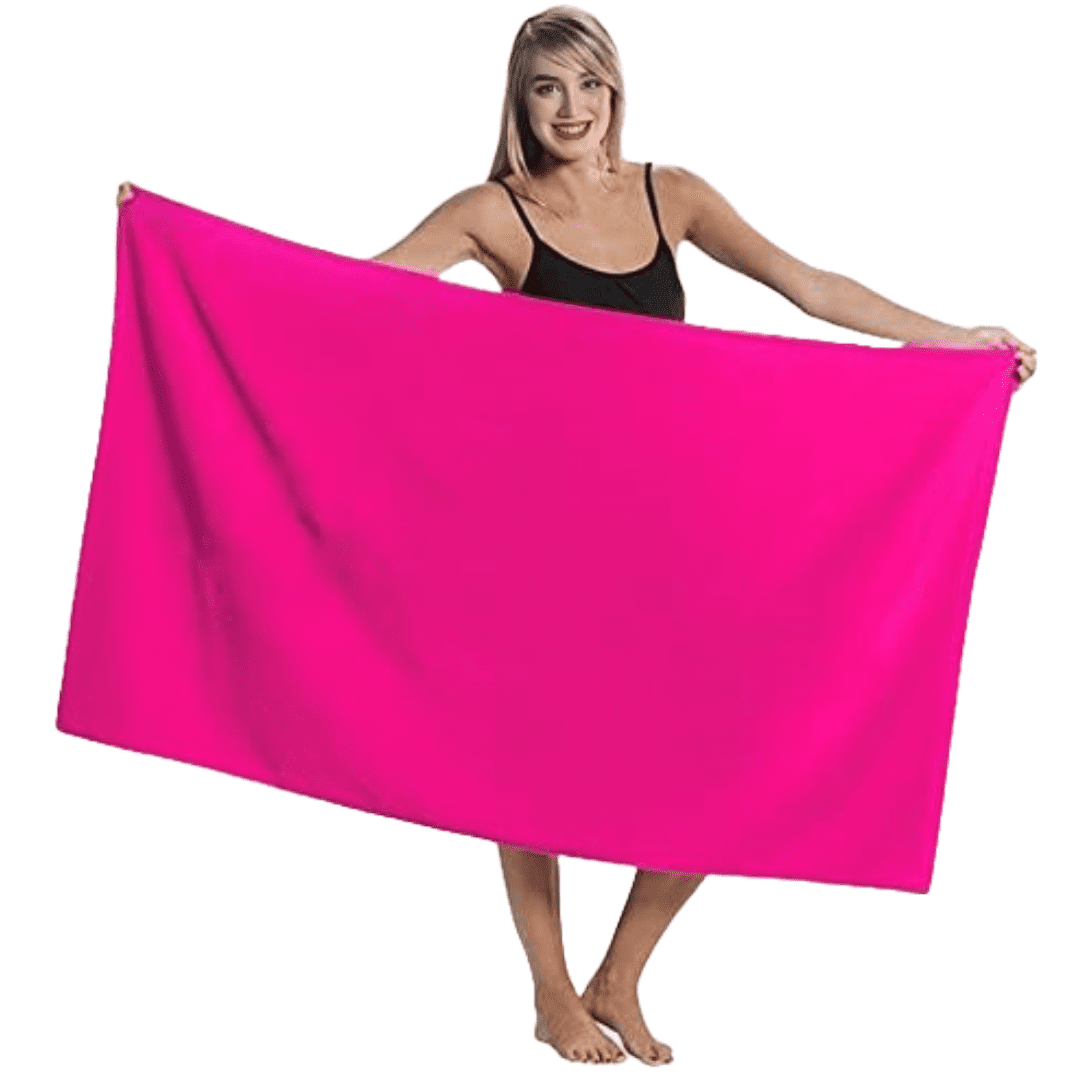 ELEGANI Oversized Large Terry Velour Beach Towel - Hot Pink - 35” x 60” - 100% Ring Spun Cotton