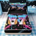 thumbnail image 2 of meiyoeat Dripping 67 Baseball Ice Cream Zipper Full Size Comforter Sets with Fitted Sheet and 2 Pillowcases for Boys, Crossed Bat Stars Sport Zipper Bedding Set, Black Reversible, 4-Piece, 2 of 7