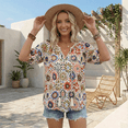 thumbnail image 3 of SOMER Women's Boho Tops Casual Short Sleeve Floral Print Blouses V Neck Tie Front Flowy Shirt for Going Out, Beach, 2026 Summer Trendy, 3 of 7