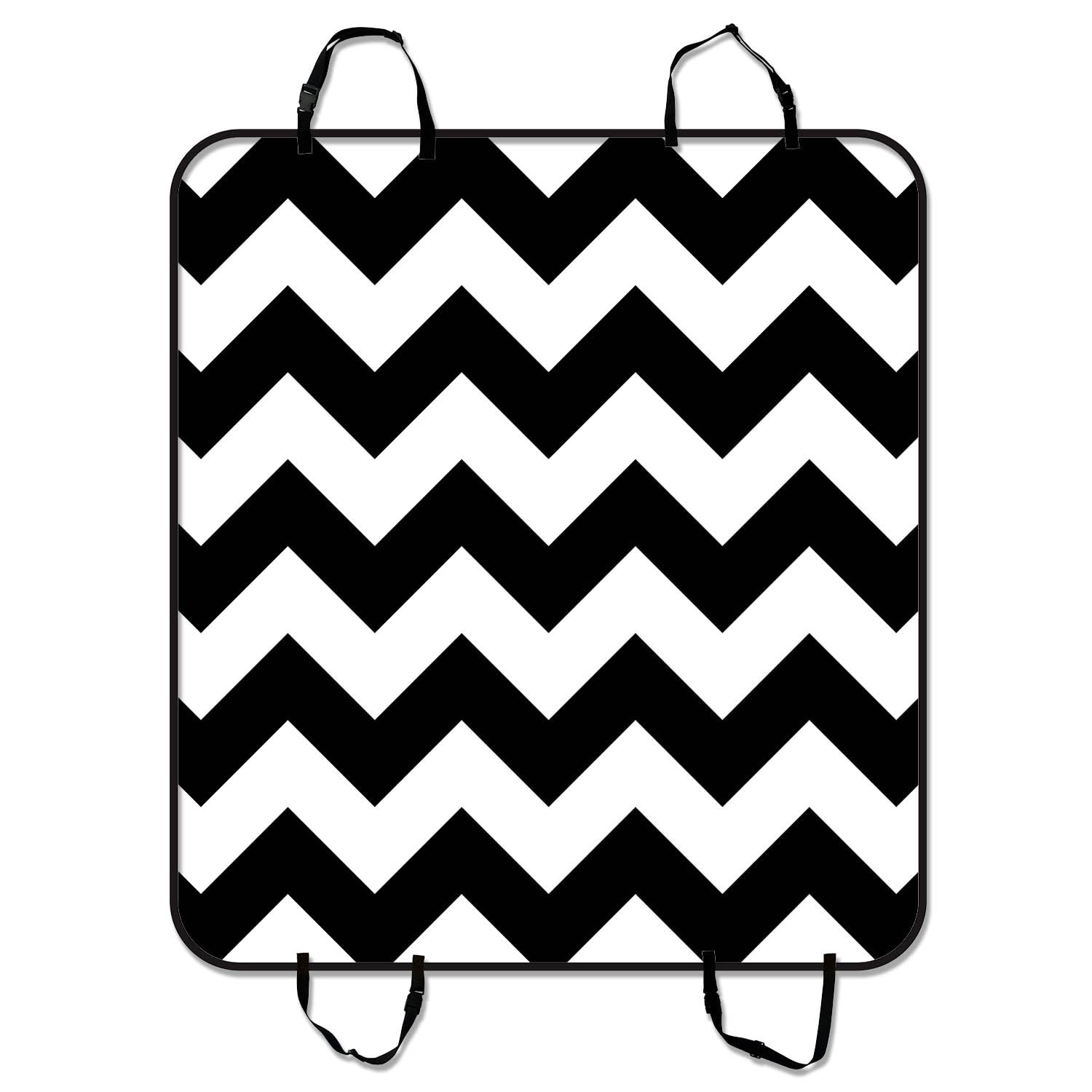 GCKG Stripe Pet Car Seat Cover,Black White Chevron Zigzag Stripe