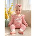 thumbnail image 5 of RUINIXCW Daddy's Girl Outfit Newborn Baby Girl Hospital Coming Home Outfit Infant Baby Girls Spring Fall Winter Clothes Ribbed Long Sleeve Romper and Pants Headband Set, 5 of 9