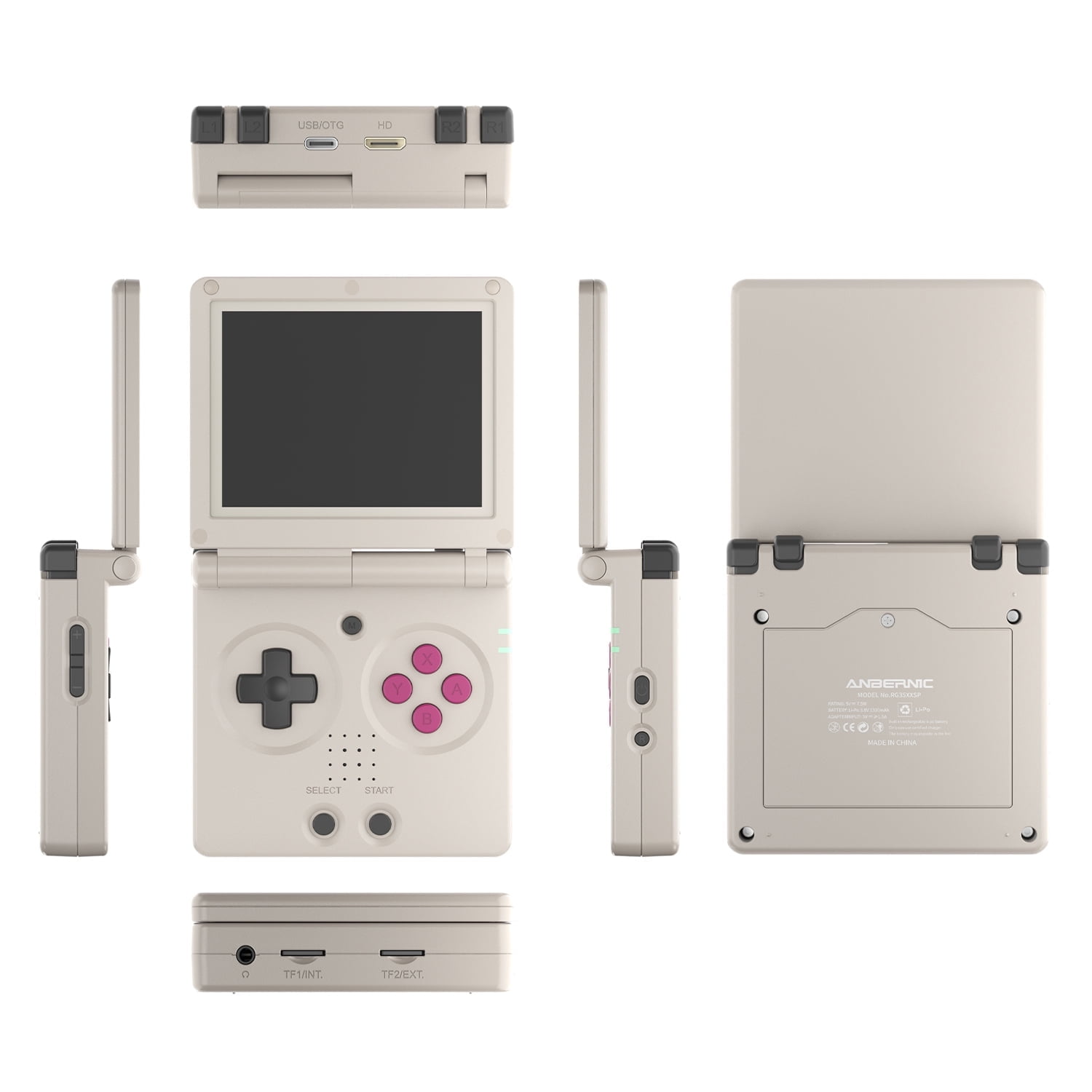 RG35XXSP Handheld Game Console,3.5"Screen,3300mAh Battery,5G WiFi Bluetooth HD and TV Output Gray