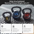 thumbnail image 3 of BalanceFrom Set of 3 Vinyl Kettlebell with 5-, 10-, and 15-Pound Weights, 3 of 10