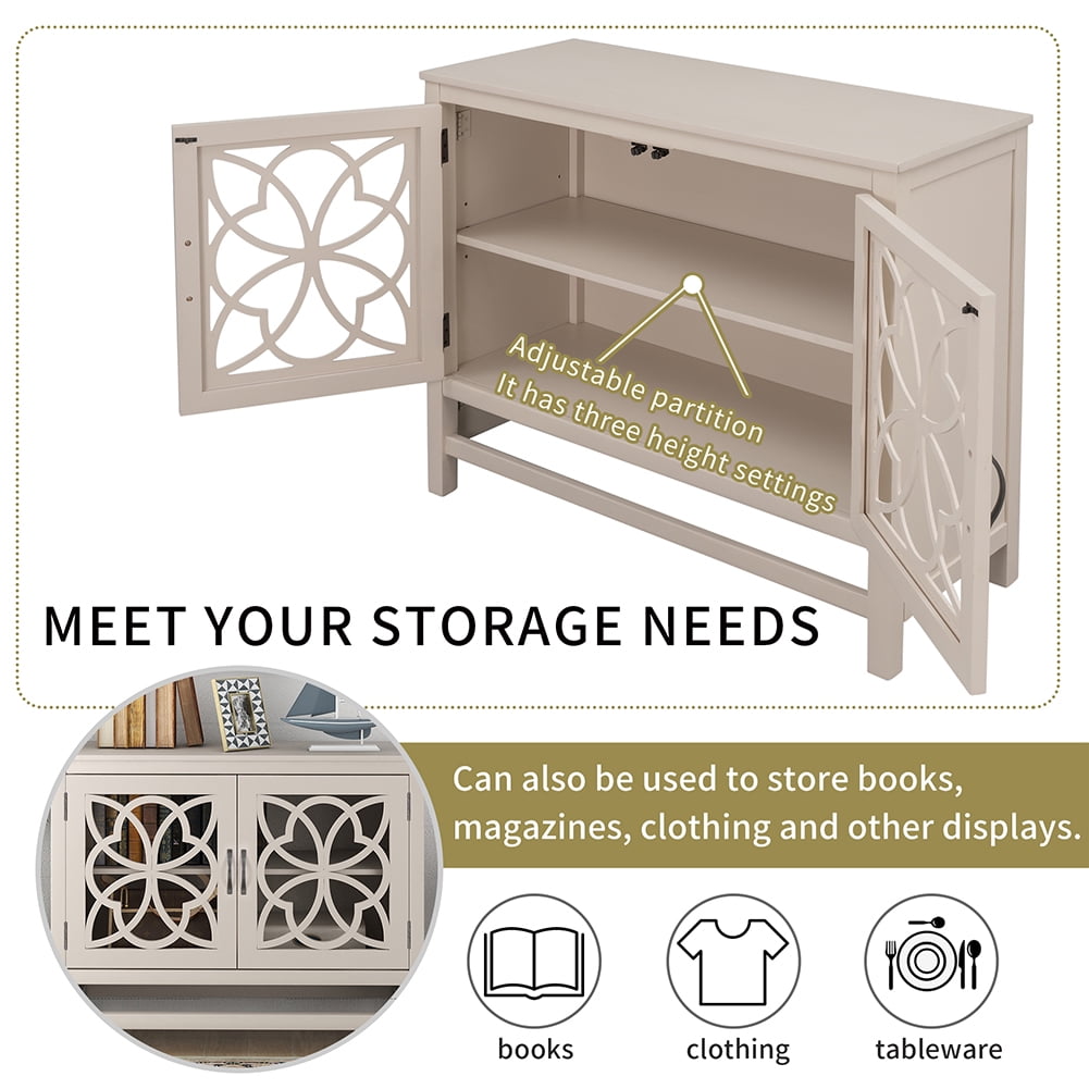 Lowestbest Buffet Sideboard, Storage Cabinet with Doors and Adjustable Shelf, Entryway Table for Living Room, Cream Lowestbest Buffet Sideboard, Storage Cabinet with Doors and Adjustable Shelf, Entryway Table for Living Room, Cream