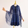 thumbnail image 6 of AHMOMEI Women’s Floral Lace Tassel Shawl Wrap, Sheer Open Front Fringed Cover Up, Lightweight Scarf for Evening Dresses Wedding Bridesmaid Party (Dark Blue), 6 of 6