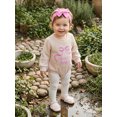 thumbnail image 5 of Cjfdfy Newborn Girl Outfit Long Sleeve Crew Neck Letters Bow Romper With Hairband Fall Clothes Aunties Bestie Baby Girl Clothes Letter Embroidery Waffle Fall Bodysuit Coming Home Outfit, 5 of 9