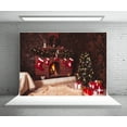 thumbnail image 2 of GreenDecor 7x5ft Red Brick Fireplace Christmas Backdrop Vintage Stone Wall Glitter Christmas Tree Photography Backdrop Christmas Background for Parties, 2 of 4