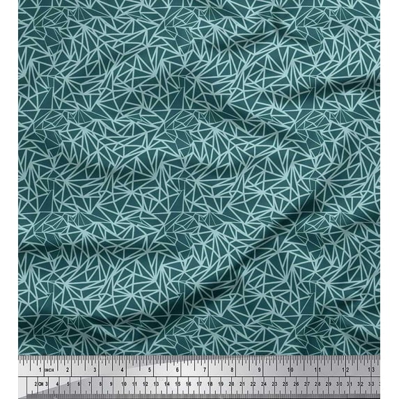 Soimoi Cotton Duck Fabric Triangle Glitch Shirting Print Fabric by The Yard 42 Inch Wide