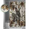 thumbnail image 4 of Shower Curtain Vintage Rabbits Cotton Waterproof Shower Curtain Set with Hooks for Bathroom Showers,Stalls and Bathtubs,48x72In Countryside Pine Fruit on Linen, 4 of 8