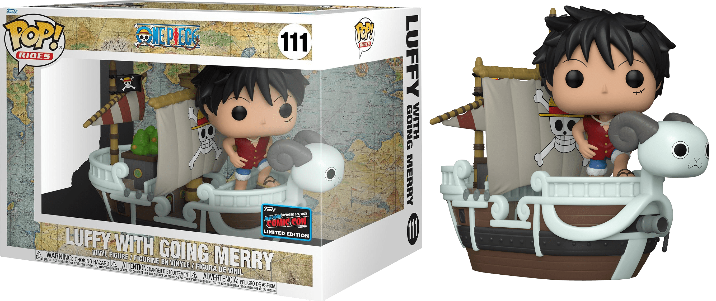 Funko POP! Rides One Piece Luffy with Going Merry #111 NYCC 2022 Convention  Sticker Exclusive
