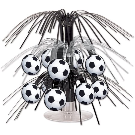 Beistle Soccer Ball Cascade Centerpiece, 71/2-Inch, Black/Silver/White