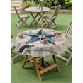 thumbnail image 4 of Outdoor Tablecloths with Umbrella Hole & Zipper, Texas Star Vintage Round Tablecloths 60 Inch, Navy Blue Retro Berry Wooden Waterproof Table Cloth, Patio/Pool/Picnic Table Covers, 4 of 8
