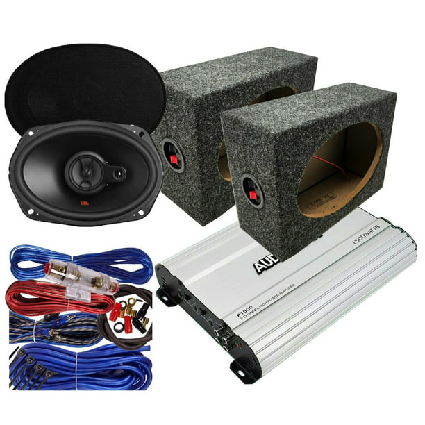 JBL Stage29634 Car Speaker 1500W Amplifier + 2x 6x9" Speaker Box +8 Ga Amp Kit - Walmart.com