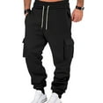 thumbnail image 2 of Men's Winter Work Pants with Multi-Pocket Design, Sweatpant Comfort for Casual Sports, Outdoor Activities, and Daily Wear (Warm & Functional),Black 2XL, 2 of 5