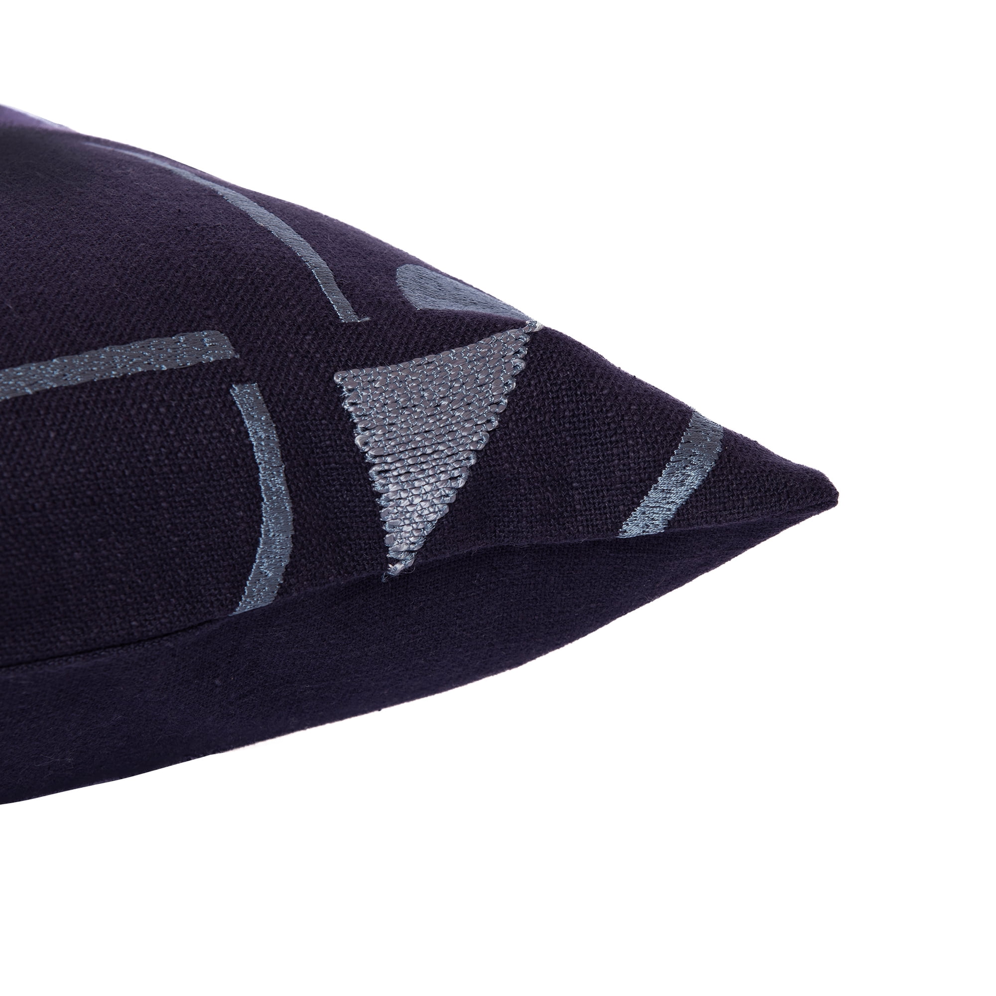 Ox Bay and Stacy Garcia 20" x 20" Denim Blue Embroidered Geometric Cotton Blend Adult Decorative Feather Filled Pillow