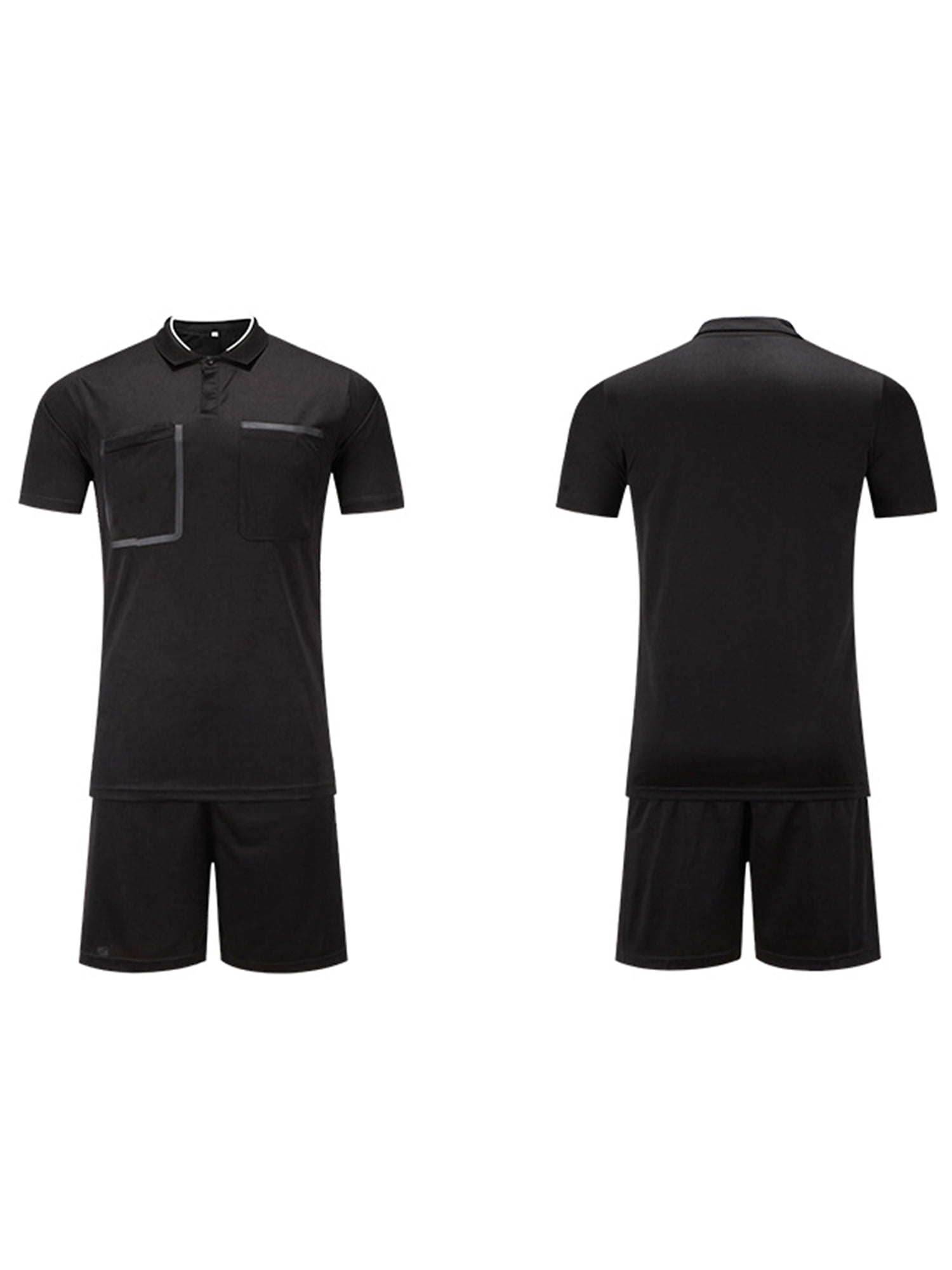 Sinleey Mens Referee Jersey Soccer Official Ref Uniform Short Sleeve Tee Shirts and Sport Booty Black XL