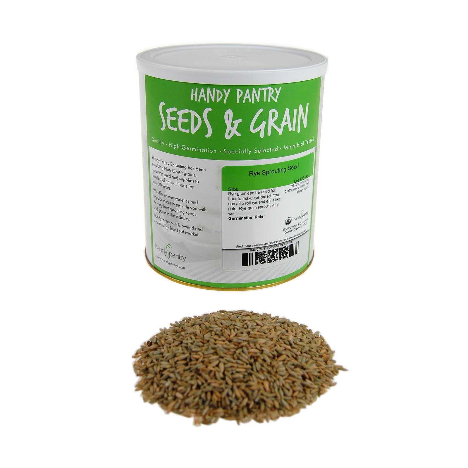 Organic Rye Grain Seeds 5 Lb Re Sealable Can Rye Seed Grains For Flour Bread Sprouting Rye Grass More Walmart Com