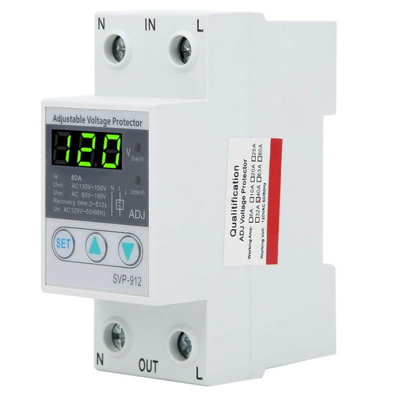 Protector de Voltaje Eujgoov Ajustable bajo y Sobrevoltaje 120VAC 80A