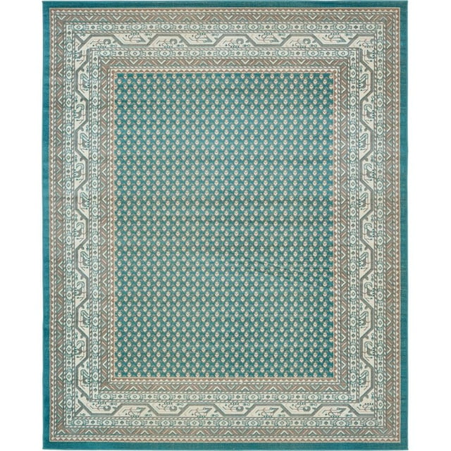 Unique Loom Tapis Central Pointillé Williamsburg 8' x 10' Rectangle Turquoise/beige