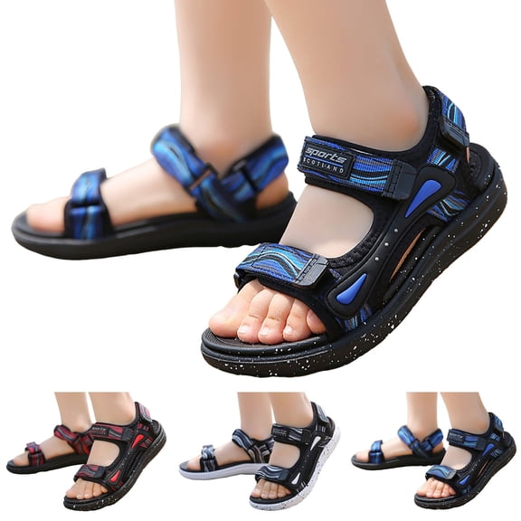 Ulanda Kids Boys Summer Sports Sandals Hiking Beach Outdoor Open toe Sports Sandals for Kids (Red, 12.5)