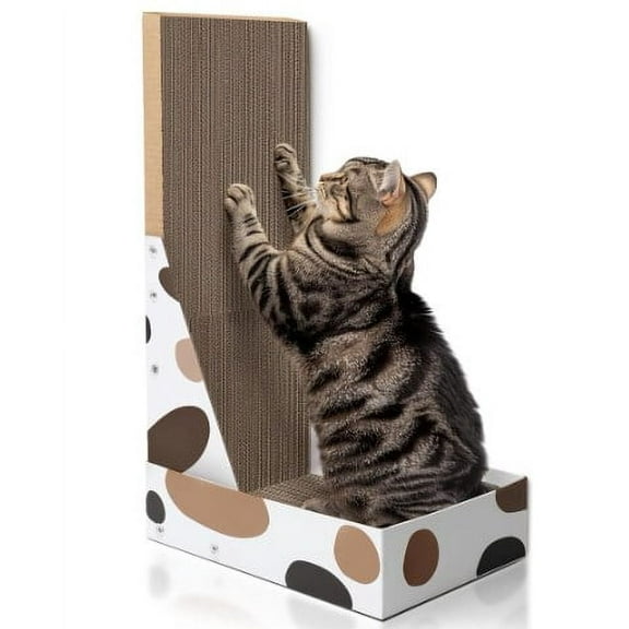 Evjurcn Cat Scratcher Cardboard, L Shape Scratch Pad, Vertical Scratching Board, Durable Cardboard to Protect Furniture for Indoor Cats