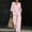 Red, variant on IUYRTFE Women's Polka Dot 2-Piece Outfit V Neck 3/4 Ruffle Sleeve Top and Wide Leg Pants Casual Lounge Set