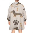 thumbnail image 2 of Wearable Oversized Blanket,Dachshund and Paws Wearable Blanket Hoodie for Adults,Cozy Hooded Blankets with Super Pockets,Super Warm Fuzzy Pullover for Women & Men, 2 of 6