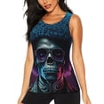 thumbnail image 2 of Picia Punk Style Blue Haired Skull Pattern Women's Workout Tank Top,Breathable Activewear,Slim Fit Athletic Top,Versatile Workout Moisture-wicking top-X-Large, 2 of 9
