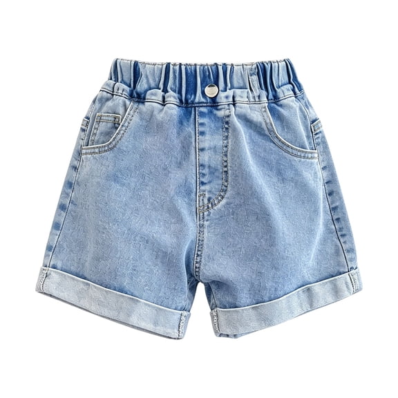 Denim Shorts for Kids Girls Summer, Comfortable Soft Stylish And Cute Printed, Blue Size 3-4 Years