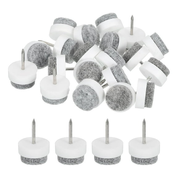 Nail-on Furniture Sliders, 40Pack Nail-on Felt Pads Round Chair Table Feet Pads Chair Leg Floor Protectors for Hardwood Floors (White, 15mm/0.59")