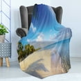 thumbnail image 4 of Fiji Soft Flannel Fleece Blanket, Picturesque of Summer Time Peaceful Setting out in the Open Tropical Vibes, Cozy Plush for Indoor and Outdoor Use, 70" x 90", Azure Blue Multicolor, by Ambesonne, 4 of 5