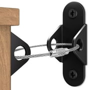 MaPinKa 6 Packs Furniture Anchors for Baby Proofing - Anti-tip Wall Anchor Kit Metal, Earthquake Tip Resistant Furniture Brackets, Furniture Secure Straps for Cabinet, Wardrobe, Drawers Black