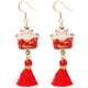 thumbnail image 1 of 1 par de pendientes de gato de la fortuna para mujer, joyería de moda para las orejas, regalo para niñas y mujeres., 1 of 6