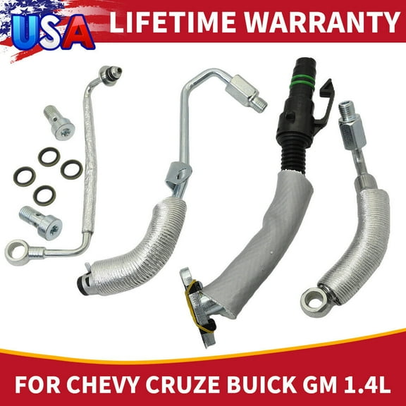 For Turbo Oil Return Drain & Oil Feed Pipe Kit Cruze Sonic Trax Encore 1.4L 4Pc