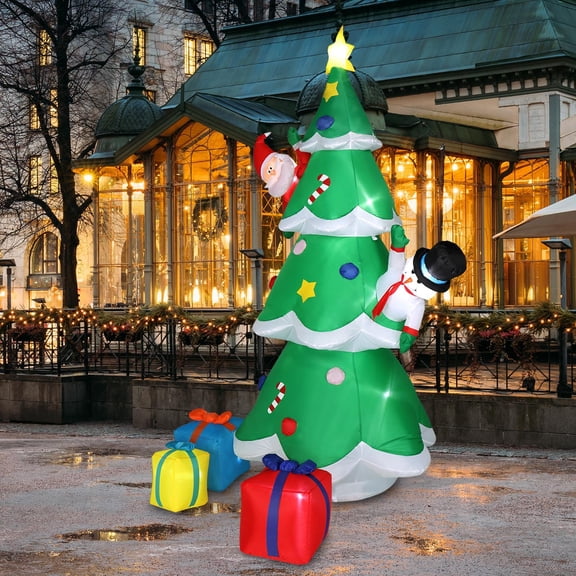 YJETYH 8-foot Christmas Inflatable Tree with LED Lights Blow Up Luminous Holiday Decoration Outdoor Courtyard Holiday Yard Christmas Ornament Home Outdoor Christmas Inflatable Decorative