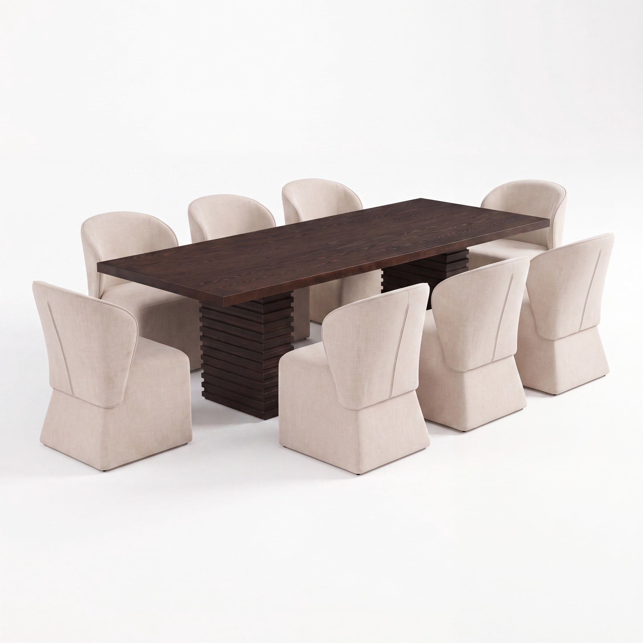 Christopher Knight Home 9-Piece Modern Dining Set, 95" Wood Table with Upholstered Chairs, Espresso+Beige