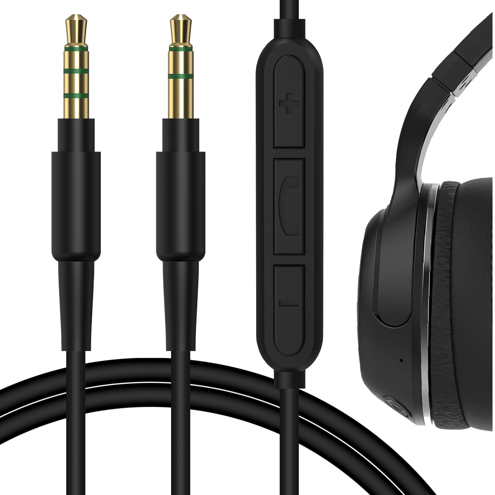 FYL Black 3.5mm 1/8 Audio Aux Cable Cord Lead for V-Moda Over-Ear Headphone Speaker