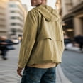 thumbnail image 2 of Yufatyle Loose Fit Jacket for Men, Men's Fashion Solid Color Zipper Pocket Long Sleeve Hooded Casual Outwear Coat Khaki S, 2 of 6