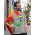 thumbnail image 2 of T-Rex Rainbow Flag Gay Pride Shirt - Casual LGBTQ Wear - 'Love is Love' Equality Message - Quality Graphic Print - XXX-Large Gray, 2 of 6