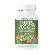 Healthy One Fruits and Veggies Supplement Capsules, 27 Superfood Vitamins, Gluten Free, Dairy-Free, 60 Capsules