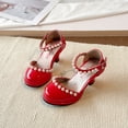thumbnail image 5 of Ymyiu Kids High Heels for Girls Girls Sandals Low Heel Dress Pump Ankle Strap Flower Party Shoes for Little Kid/Big Kid Size 13 (Red,Little Kids 13), 5 of 5
