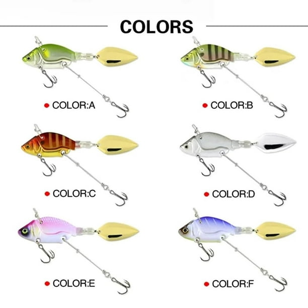 Bingirl VIB Fishing Lures Tail Spinners Metal Lure Blade Baits For Bass  Long Cast Trout Pike Freshwater Saltwater 44mm/13.6g 