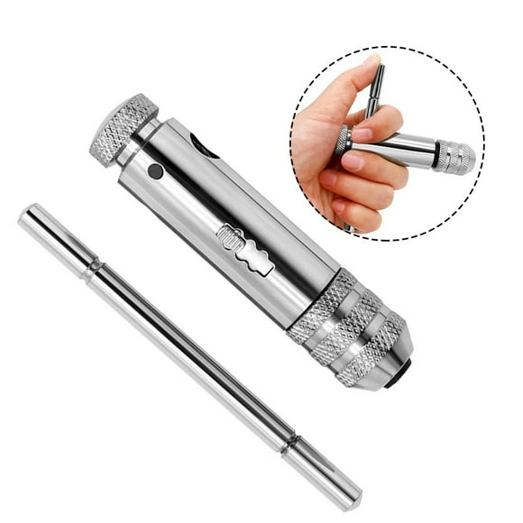 Bgsha M3-M8 T-shaped Tap Silver Adjustable Ratchet Tap Wrench Hand Tapping Tools