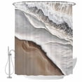 thumbnail image 2 of Beach Ocean Wave Shower Curtains for Bathroom, Abstract Art Coastal Brown Gradient Washable Fabric Shower Curtain with Hooks Waterproof Bathroom Decor Sets, 36 x 78 Inches, 2 of 9