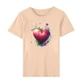 thumbnail image 4 of YABCSAZ Valentine's Day T-Shirts for Women Short Sleeve Crew Neck Pullover Solid Color Love Heart Graphic Letter Print Sweathirts Casual Loose Oversized Tee Tops,Gift for Women, 4 of 5
