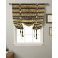 thumbnail image 2 of Black Golden Striped Tie Up Curtains for Window, Luxury Farmhouse Stripes Thermal Insulted Balloon Shade Adjustable Rod Pocket Curtains Valance Panels for Kitchen Bathroom Café 46 x 63, 2 of 7