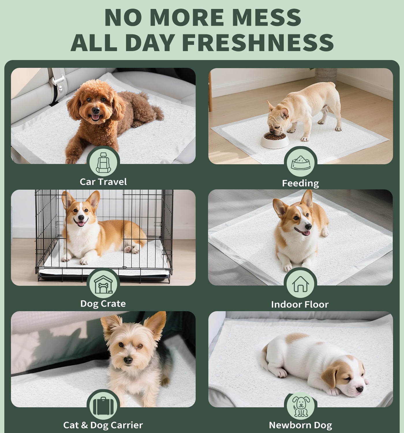 Madepets Dog and Puppy Pee Pads with Leak-Proof Quick-Dry Design for Potty Training，Pack of 50