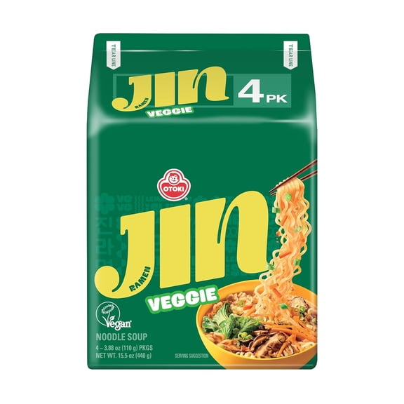 OTOKI Jin Ramen Veggie Korean Vegan Instant Ramen, 4.23 oz (Pack of 4)