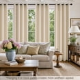 thumbnail image 2 of TURCURNO Soft Textured Linen Curtains,Semi Sheer Drapes with Bronze Grommet,Light Filtering Oatmeal Curtains for Living Room Bedroom,Natural,2 Panels,52"x84", 2 of 10